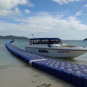 わずか15分で行ける離島。波打ち際まで魚が寄ってきます。