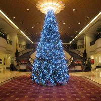 豪華なロビーには、大きなクリスマスツリーが飾られていました 