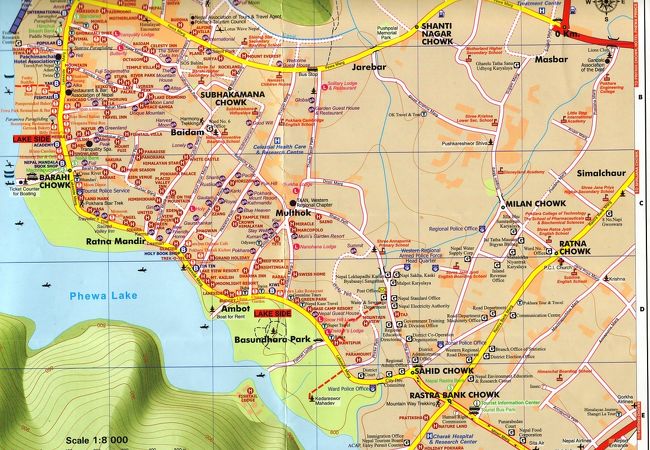 大変立派で便利なポカラ市内とその周辺地図を無料で頂けます。