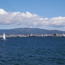 海から見た函館