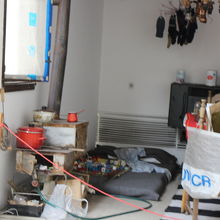 内戦時におけるアパートでの生活を再現した一角。