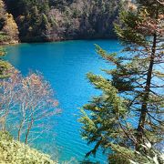 池尻の湖の色がエメラルドで素敵でした。