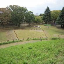 古墳の上から広場