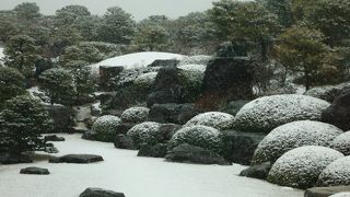 日本庭園の雪景色が素晴らしかったです