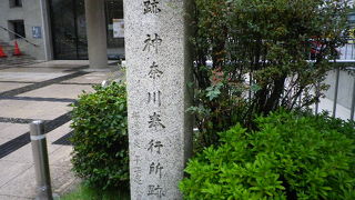 神奈川奉行所跡の碑があるのみ