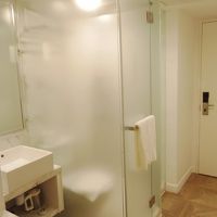 シャワーとWCのブースは曇りガラスで仕切られてました。