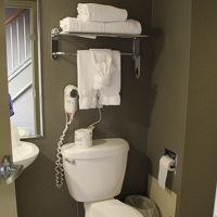 トイレ　左側がバス　右にシャワースペースがあります