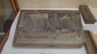 展示品に、作り出し額が有ります。立体的船絵馬で、八幡宮に奉納されていた数少ない立体的に船体を浮き彫りにして貴重な絵馬です。