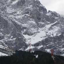 ツークシュピッツェ山頂に続くロープウェイ