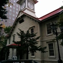 撮影スポットからの札幌時計台です