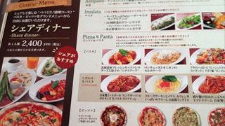コースメニューにシェアディナーコースが有って、パスタやピザを自由にセレクトできるそんな仕組みです。