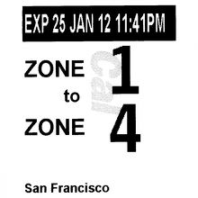チケット、SF-SJ はZONE 1-4