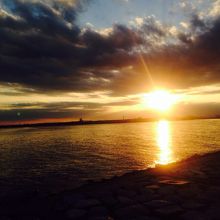 海沿いをサイクリング中