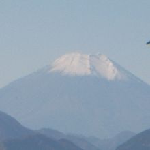 稲荷山コースの途中では富士山が見えました。