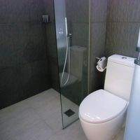 これが問題のシャワーとトイレ　真っ平らでしょ！？