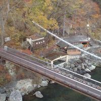 部屋から薬師の湯が見えます