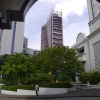 玄関ポーチから外を眺める