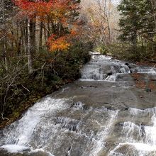 近くで見た滝　ここから立ち入り禁止