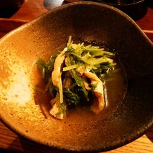 京水菜のさっと煮です。とてもあっさりしています。