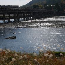 すすきと渡月橋。