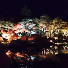 水面に映る紅葉も