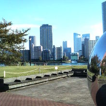 自分撮りに使える銀色の球体があります。