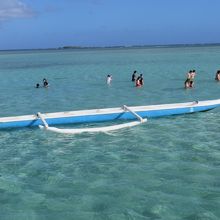 サンドバーを歩く人達