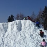 巨大な雪山に子供たちの絶叫が響く