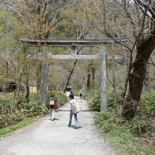 穂高神社　奥宮の鳥居。