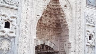 ただいま修復工事中！でも、美しい門の彫刻を見ることはできます！