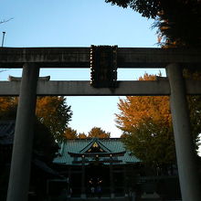 奥にあるのが珍しい形の「三輪鳥居」です。