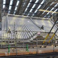 天空の白鷺内で修復作業中の大天守閣