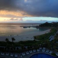 客室から見た夕日。