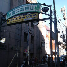 「原宿二丁目商店会」とアーチ型の看板があります。