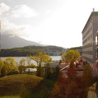 部屋からの眺めです。阿寒湖が見えますね。