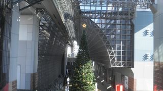 大階段にクリスマスツリー