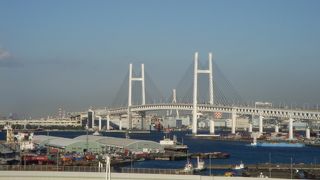 横浜ベイブリッジを眺めるビュースポット。ローズガーデンには素晴らしい薔薇も！