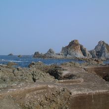 めおと岩で撮影