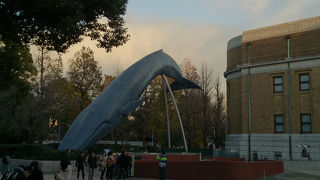 建物脇の巨大クジラが圧巻です。