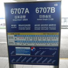 金浦空港行きと共用のバス停です。