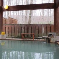 香ばしい硫黄臭の心地よい雪見露天