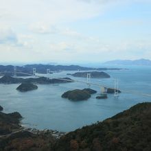 来島海峡大橋がよく見えます