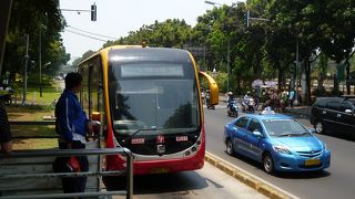専用道路を走るバス