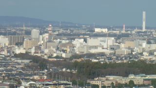 水戸の市内を一望できる