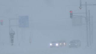 ホワイトアウトの美原大橋