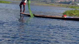 水上の街がある湖