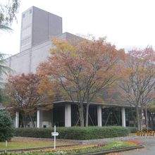 大きな建物です。外観は鉄骨組が現れています。