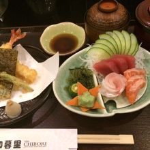 天ぷらと刺身のセット、