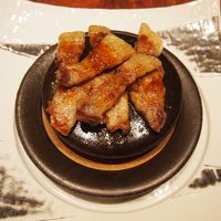 夕食の白金豚のステーキ。