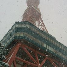 大雪の中のテレビ塔